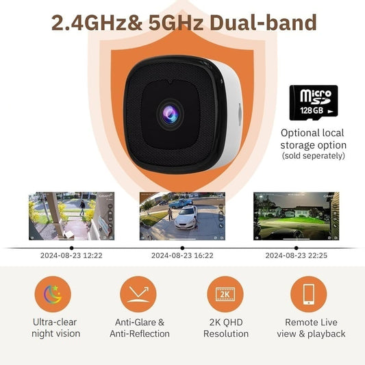 Crystal-Clear 2K Security Camera with Color Night Vision, 24/7 Recording, Smart Alerts & Easy Install