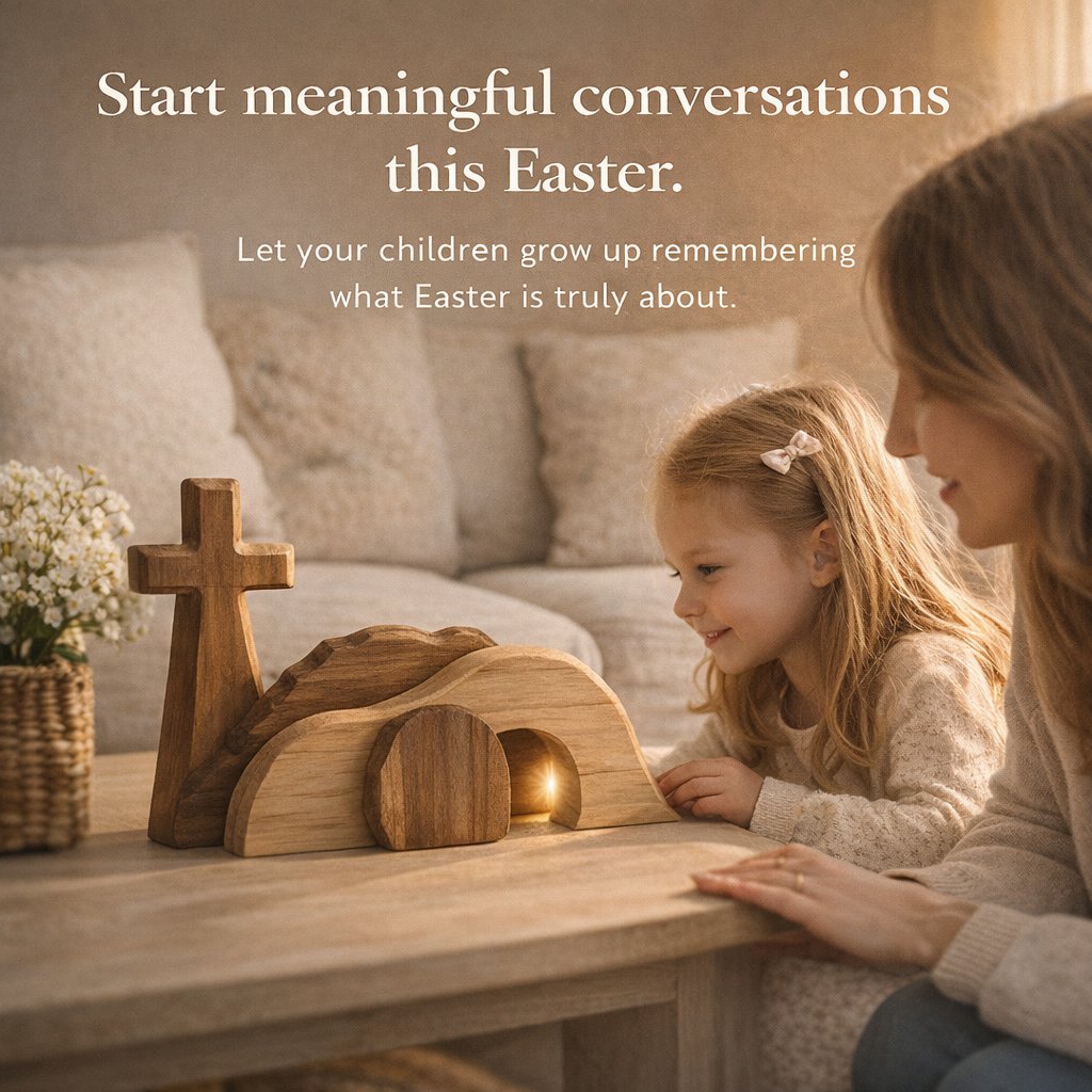 Wooden Resurrection Cross & Empty Tomb: A Timeless Easter Reminder for Your Family