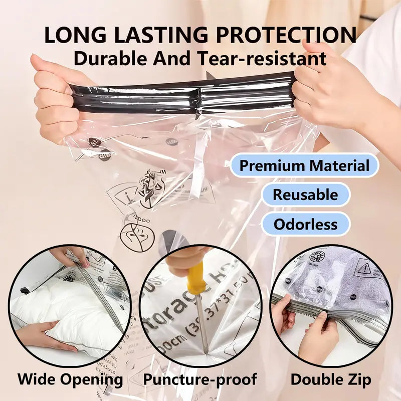 Cordless Travel Vacuum Storage Bags Set – Space-Saving Compression for Easy Packing