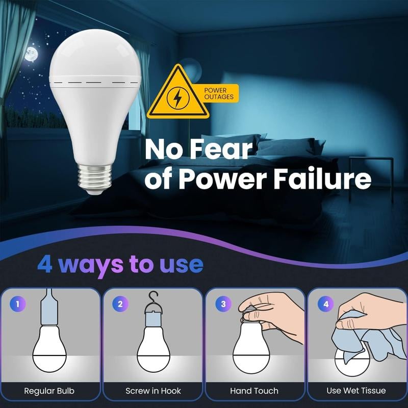 Rechargeable Emergency Light Bulbs - Bright, Reliable Backup Lighting for Power Outages