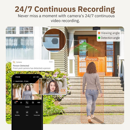 Crystal-Clear 2K Security Camera with Color Night Vision, 24/7 Recording, Smart Alerts & Easy Install
