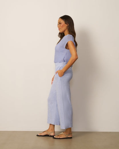 Cross-Dyed Linen Cropped Leg Pant