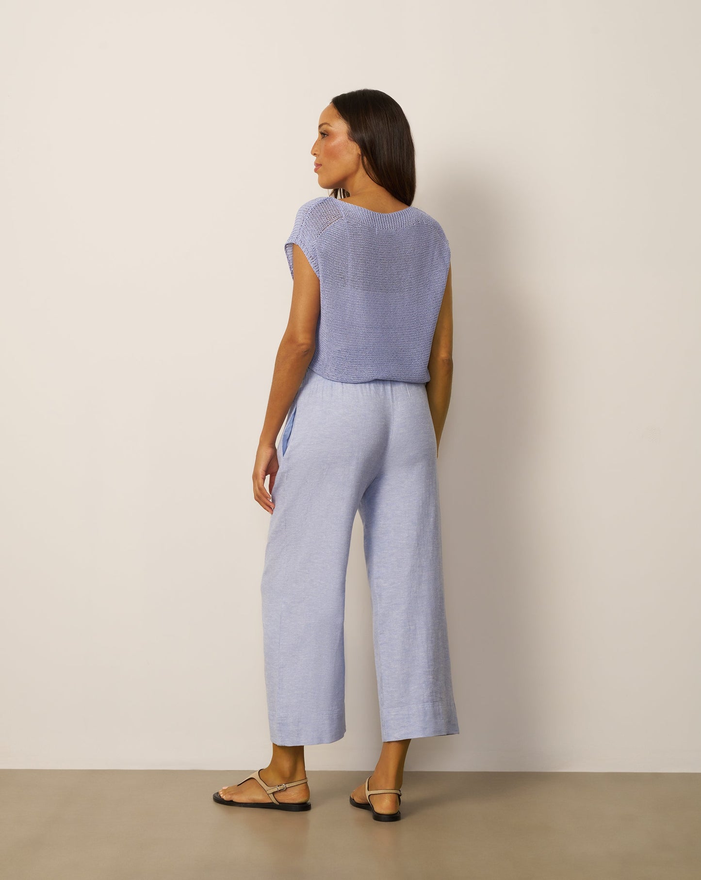 Cross-Dyed Linen Cropped Leg Pant