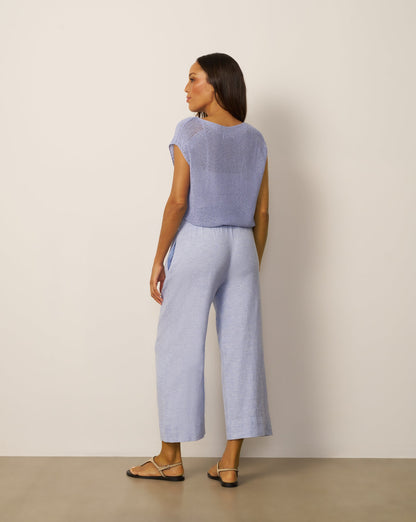 Cross-Dyed Linen Cropped Leg Pant