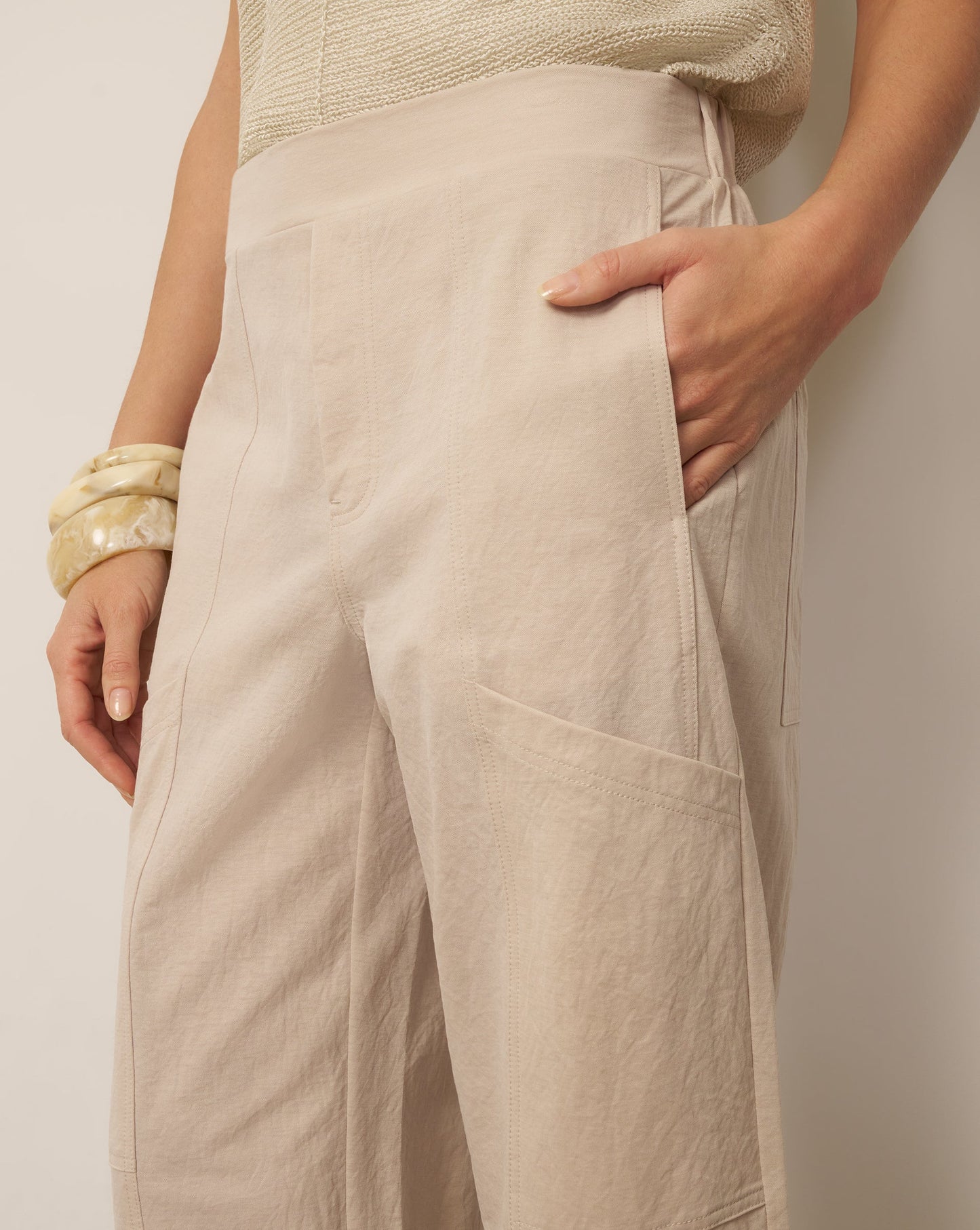 Cotton Blend Utility Barrel Pant