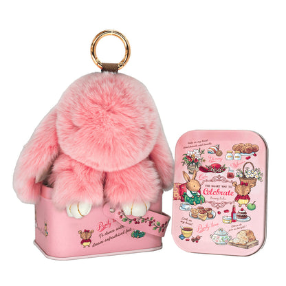 Handcrafted Soft Bunny Charm - Adorable Plush Rabbit Keychain Toy