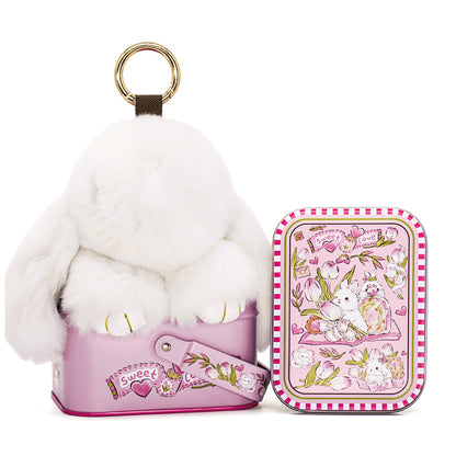 Handcrafted Soft Bunny Charm - Adorable Plush Rabbit Keychain Toy
