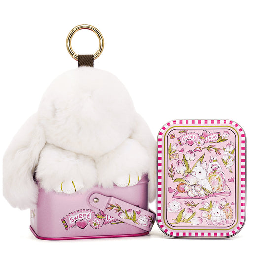 Handcrafted Soft Bunny Charm - Adorable Plush Rabbit Keychain Toy