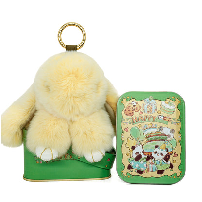 Handcrafted Soft Bunny Charm - Adorable Plush Rabbit Keychain Toy