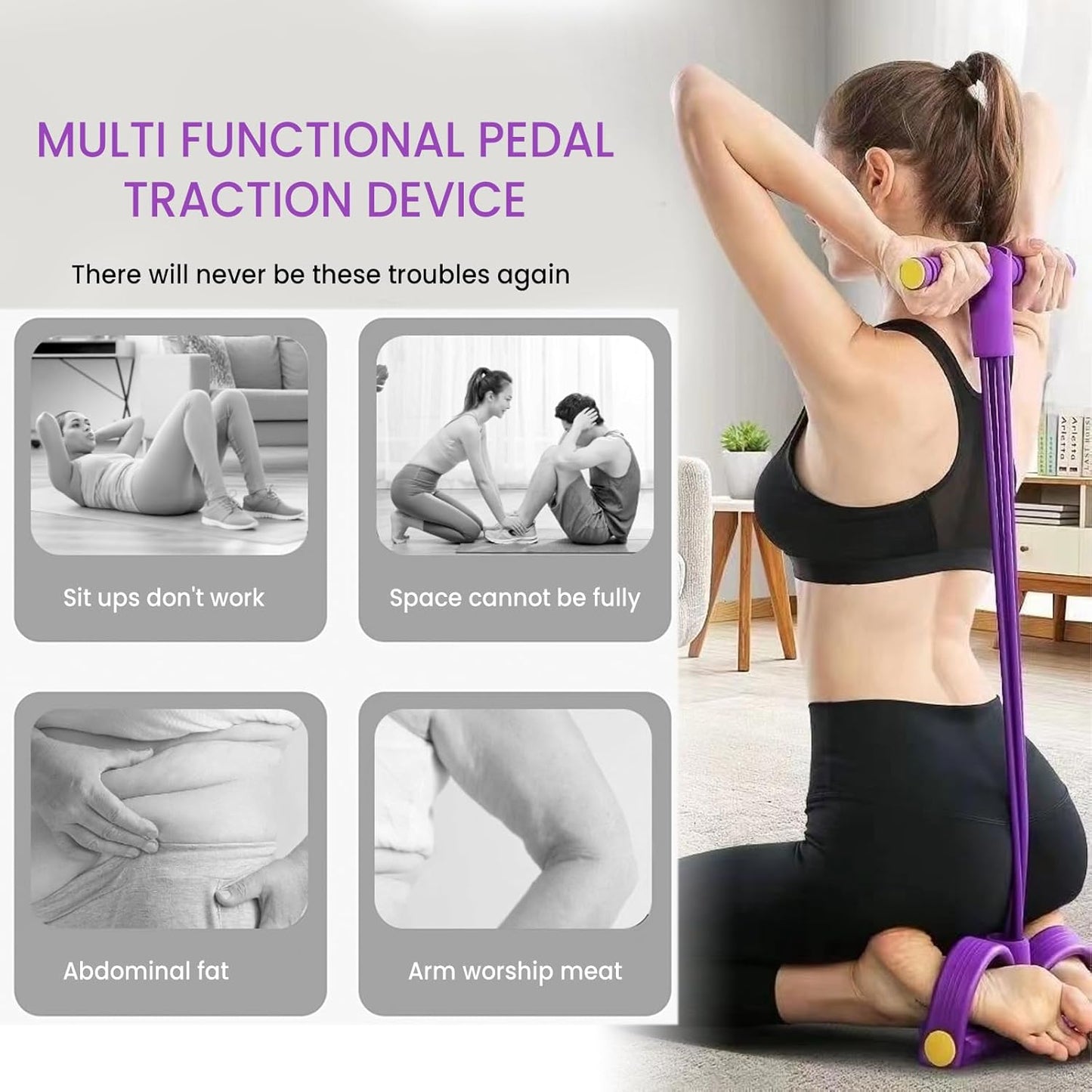 💪 2026 Latest 8-Tube Pedal Resistance Device — Detachable & Adjustable for Customizable Home Gym Workouts