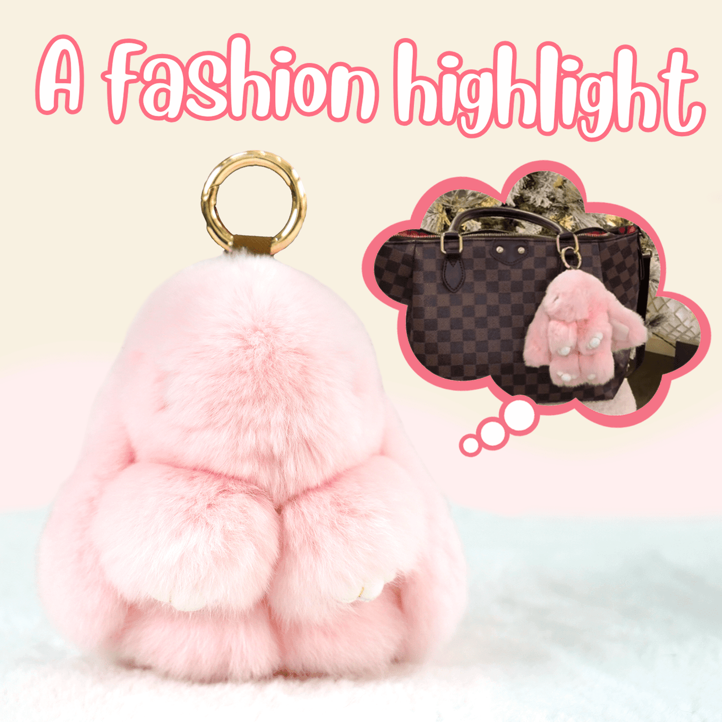 Handcrafted Soft Bunny Charm - Adorable Plush Rabbit Keychain Toy