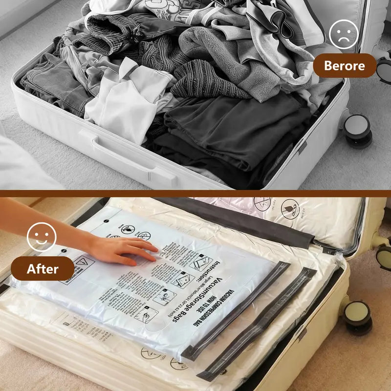 Cordless Travel Vacuum Storage Bags Set – Space-Saving Compression for Easy Packing