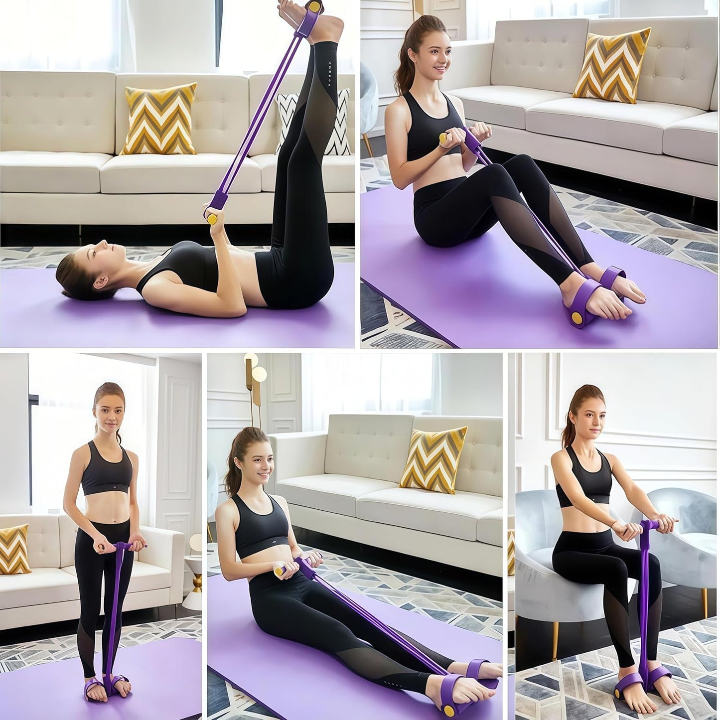 💪 2026 Latest 8-Tube Pedal Resistance Device — Detachable & Adjustable for Customizable Home Gym Workouts