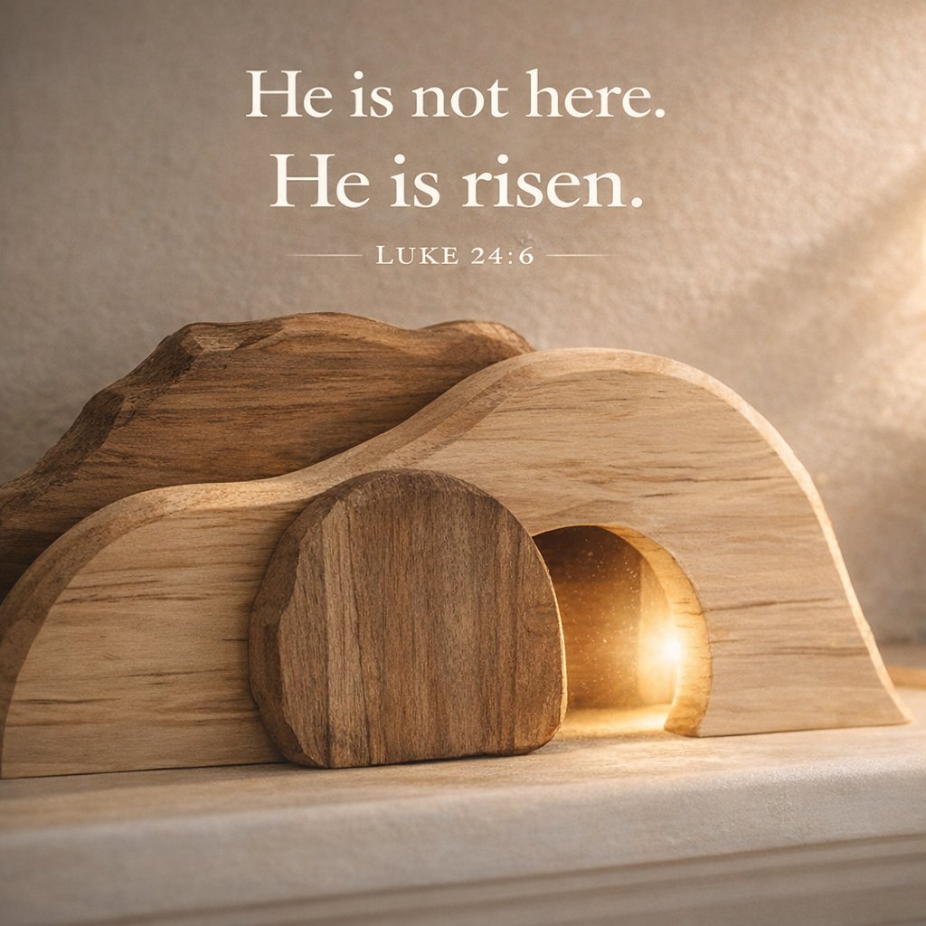 Wooden Resurrection Cross & Empty Tomb: A Timeless Easter Reminder for Your Family