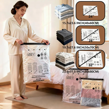 Cordless Travel Vacuum Storage Bags Set – Space-Saving Compression for Easy Packing